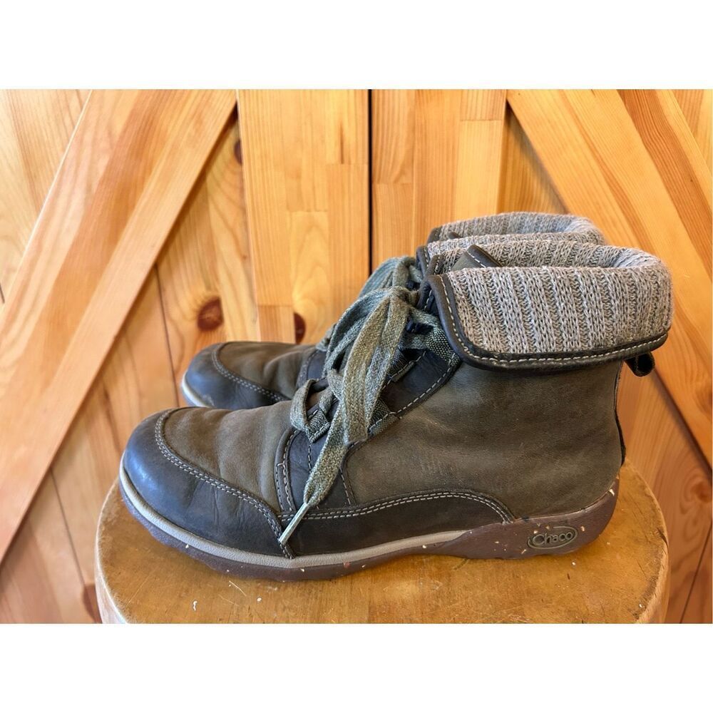 Chaco Barbary Ivy Ankle Boots Chukka Fold Down Collar Comfort Leather Size 7.5